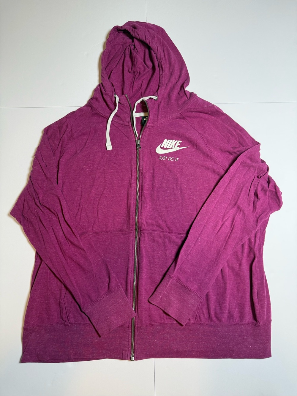 Women's Nike Sportswear Gym Vintage Full-Zip Magenta Hoodie Thin Plus 2X